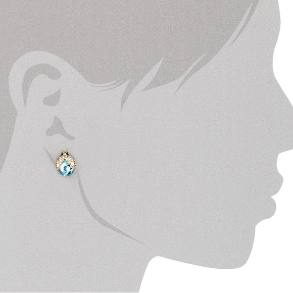 Betsey Johnson Elegant Gold and Blue Ladybug Earrings - Picture 2 of 2